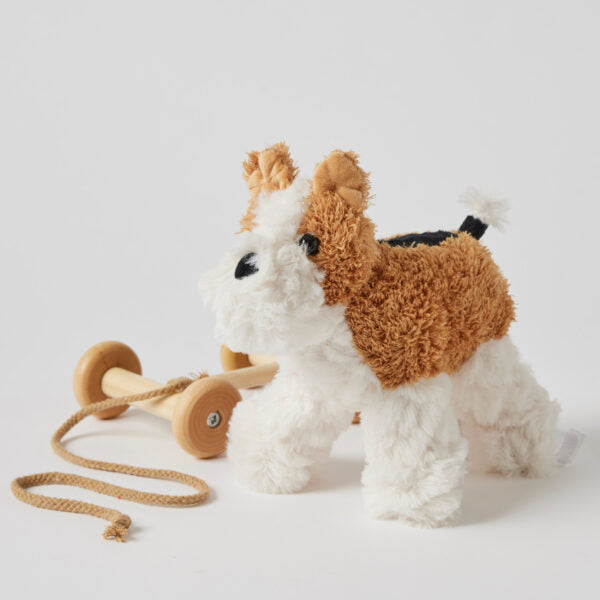 Close-up detail of the Dog Plush Pull Along