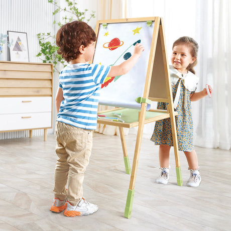 Close-up detail of the Hape Step Up Bamboo Easel children's easel