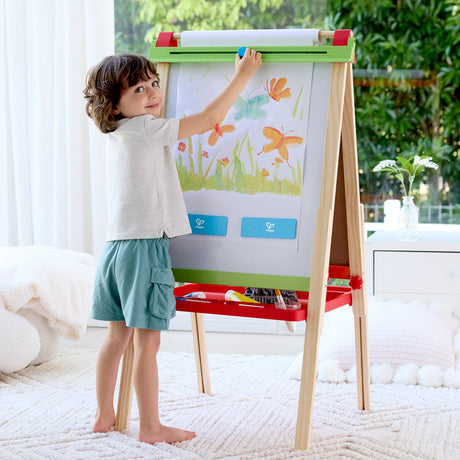 Close-up detail of the Hape Little Artist's Easel arts and crafts set