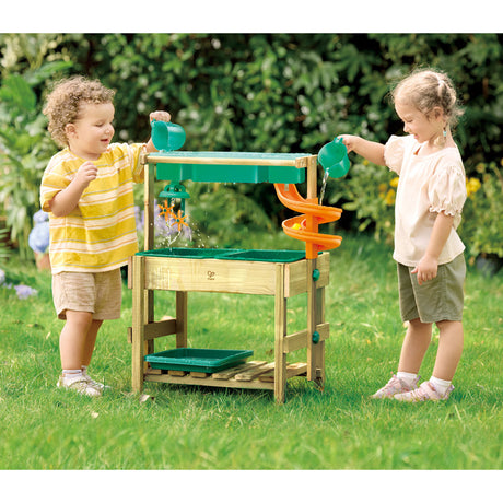 Close-up detail of the Hape Multifunctional Water Play Table wooden active play toy