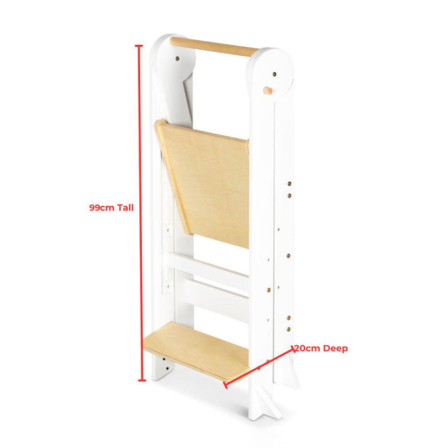 Folding Learning Tower - White and Varnish