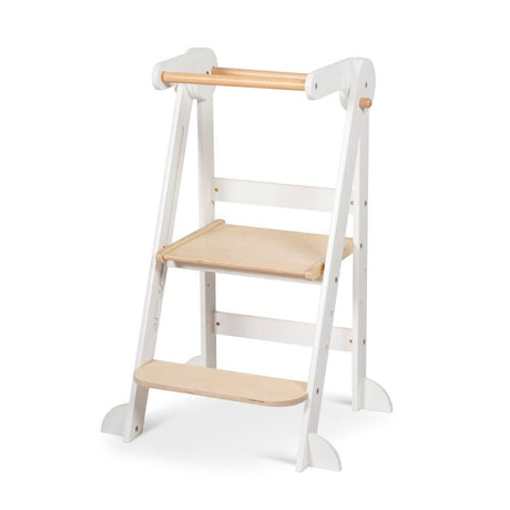 Folding Learning Tower - White and Varnish with Magnetic Board