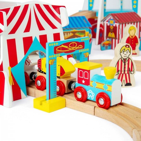 Bigjigs Fun Fair Train Set wooden train set – roll up, roll up – the fair is in town