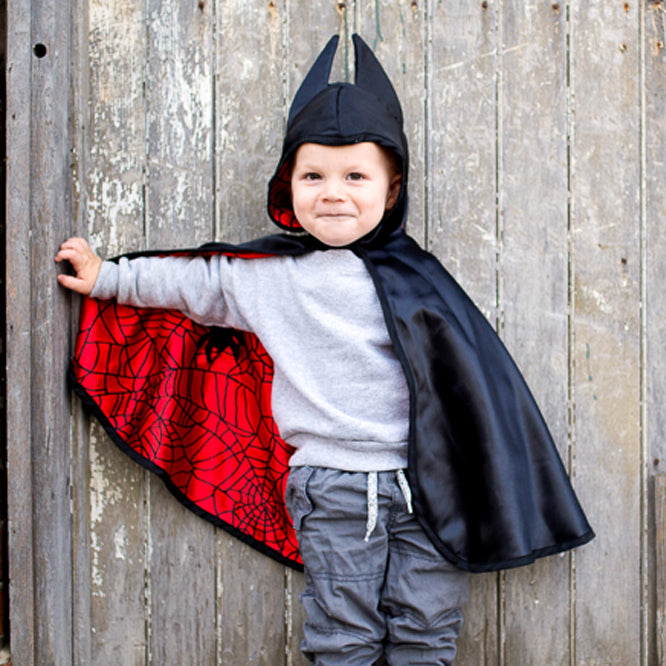 Toddler Reversible Spider & Bat Cape - Size 2-3T