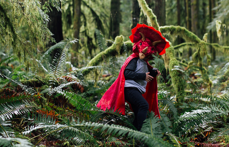 Red Triceratops Hooded Cape