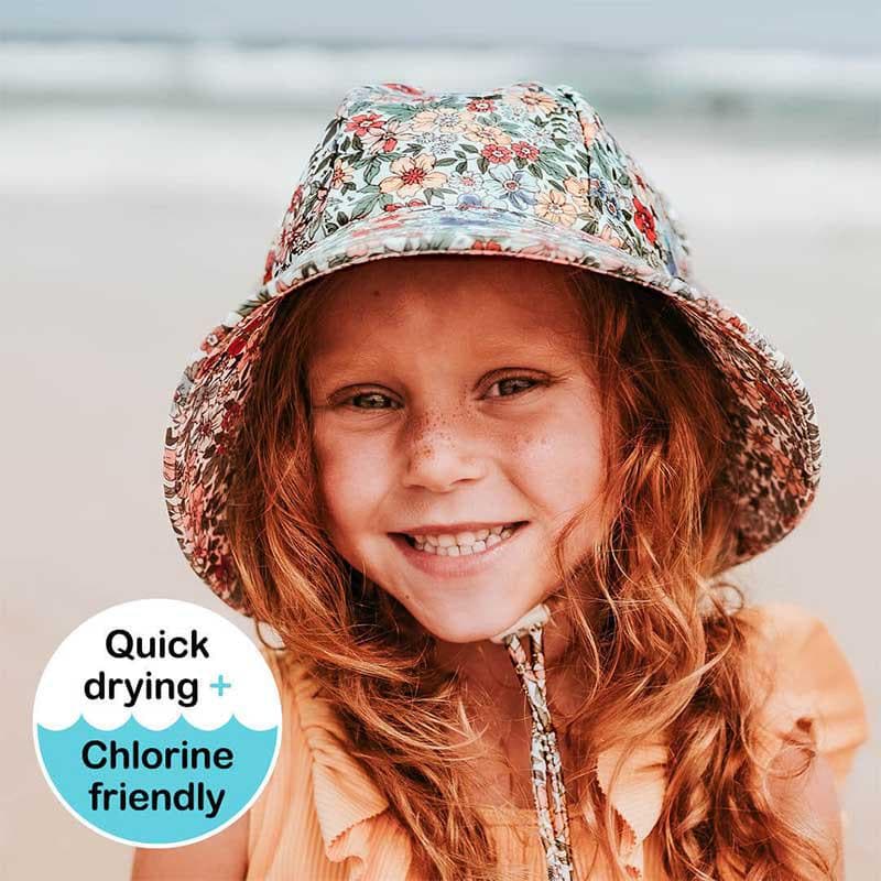 Girls Beach Hat Ponytail Bucket - Flower-Outdoor Play-My Happy Helpers