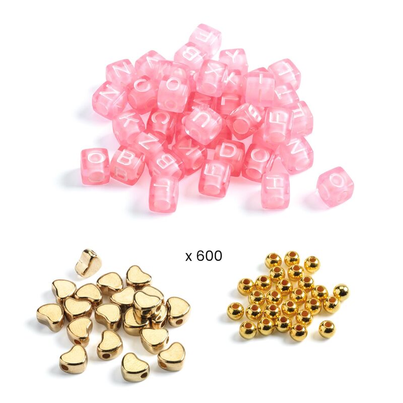 Close-up detail of the Gold Alphabet Beads