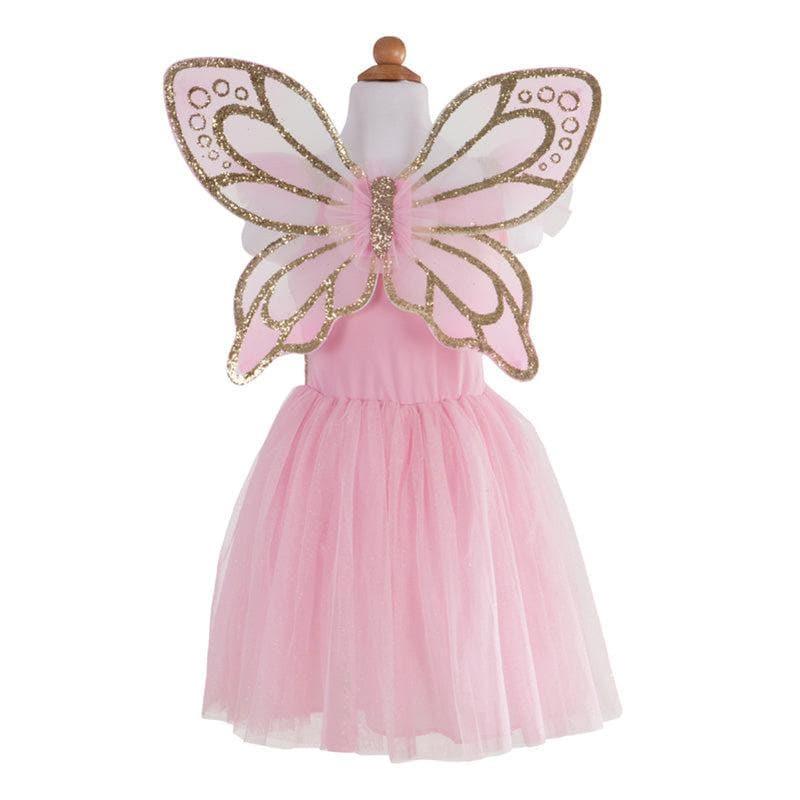 Close-up detail of the Gold Sequins Butterfly Dress & Wings