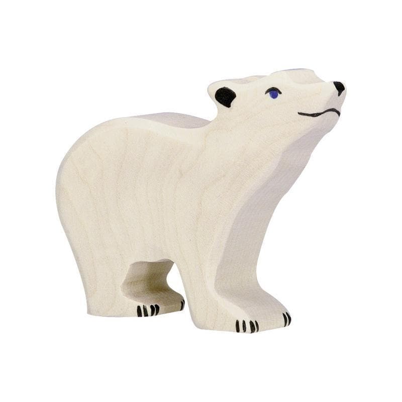 Holztiger - Polar Bear, Small, Head Raised-Imaginative Play-My Happy Helpers