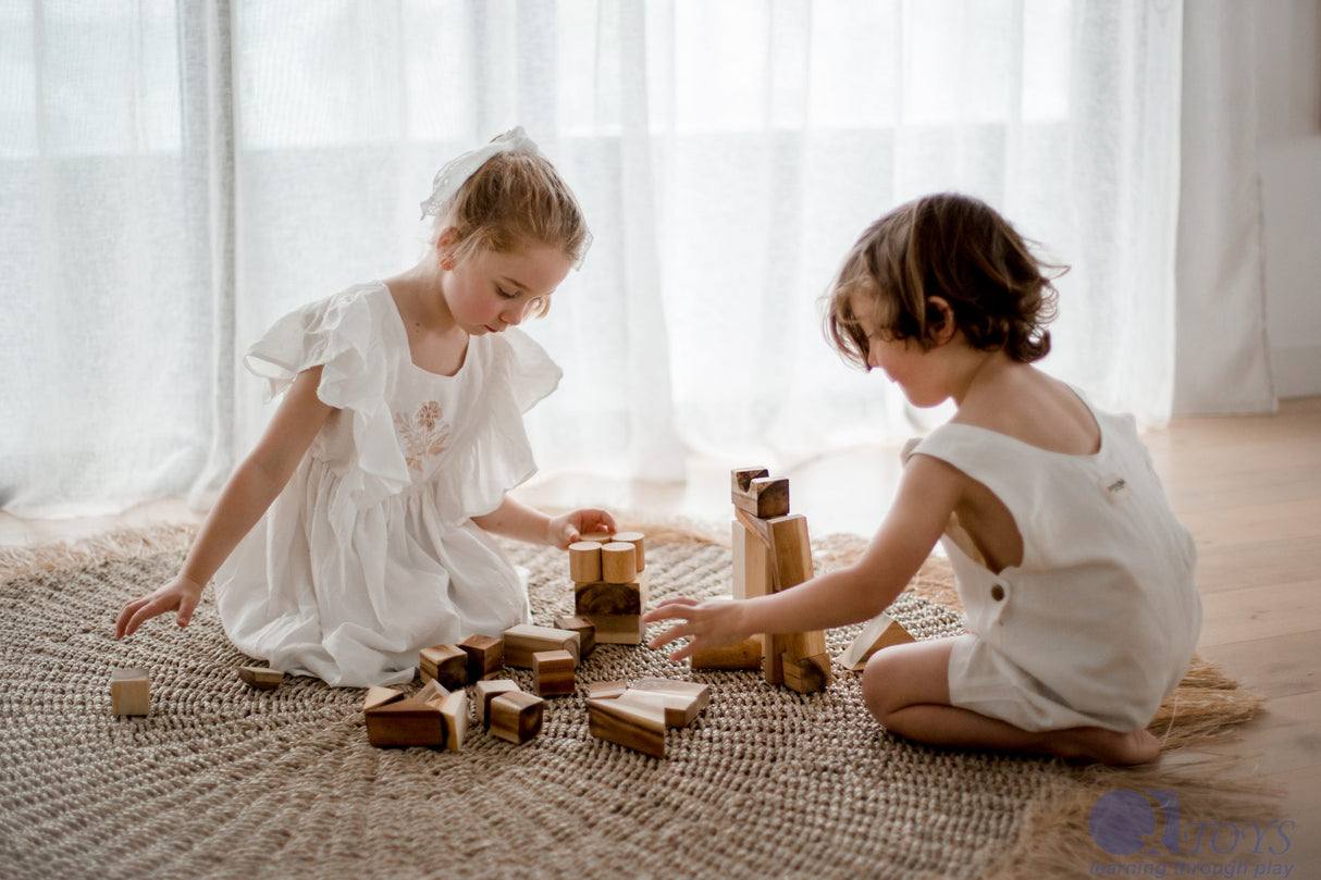 Natural Wood Blocks – 34 Pcs