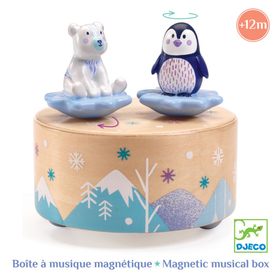 Close-up detail of the Ice park melody magnets music toys