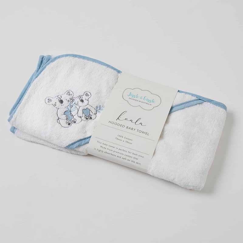 Close-up detail of the Kip Koala Baby Hooded Towel