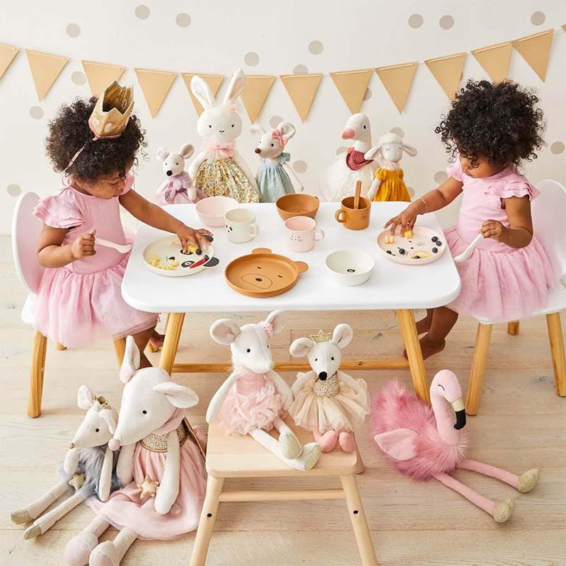 Close-up detail of the Kitten Face Bamboo 4pc Dinner Sets