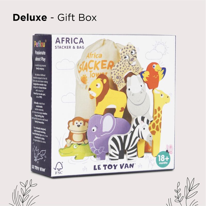 Petilou Africa Stacking Animals & Bag