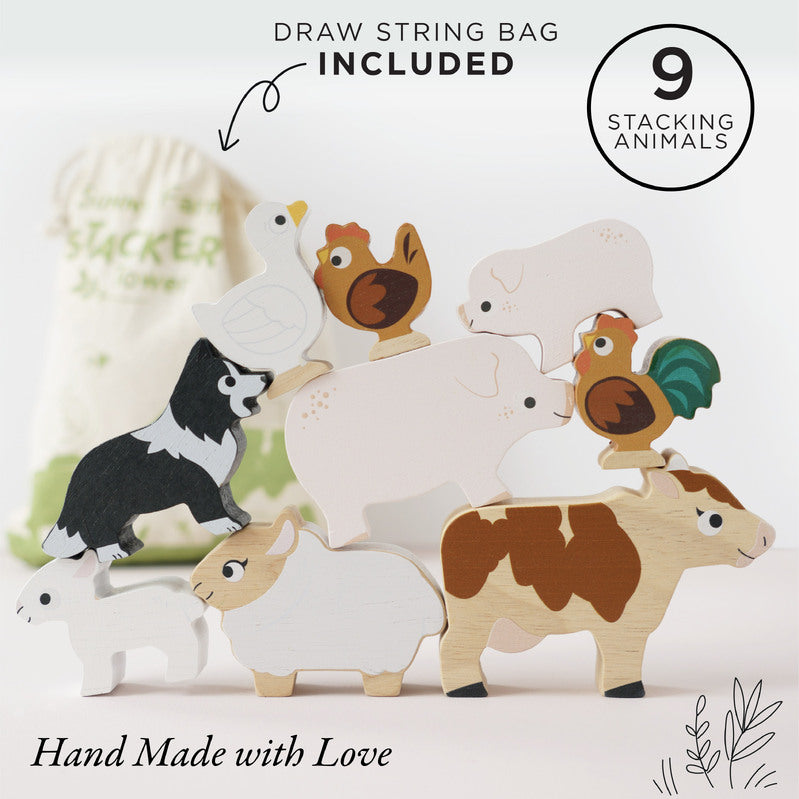 Petilou Farm Stacking Animals & Bag