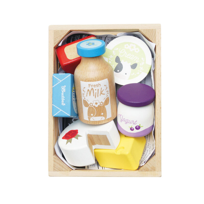Cheese & Dairy Wooden Market Crate - 8 Piece
