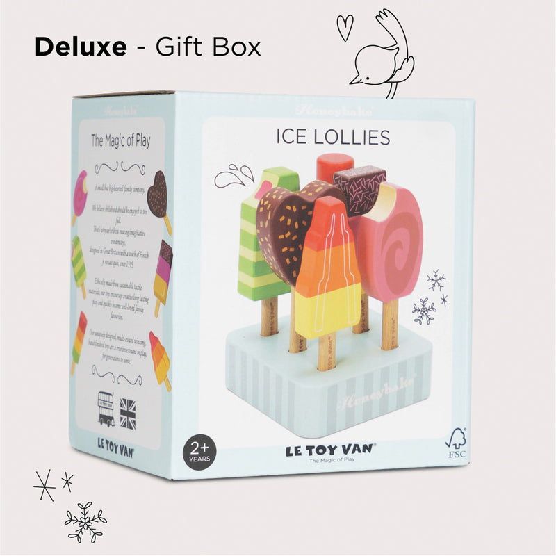 Wooden Ice Lollies Popsicles - 7 Piece