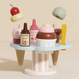 Wooden Ice-cream stand & topping