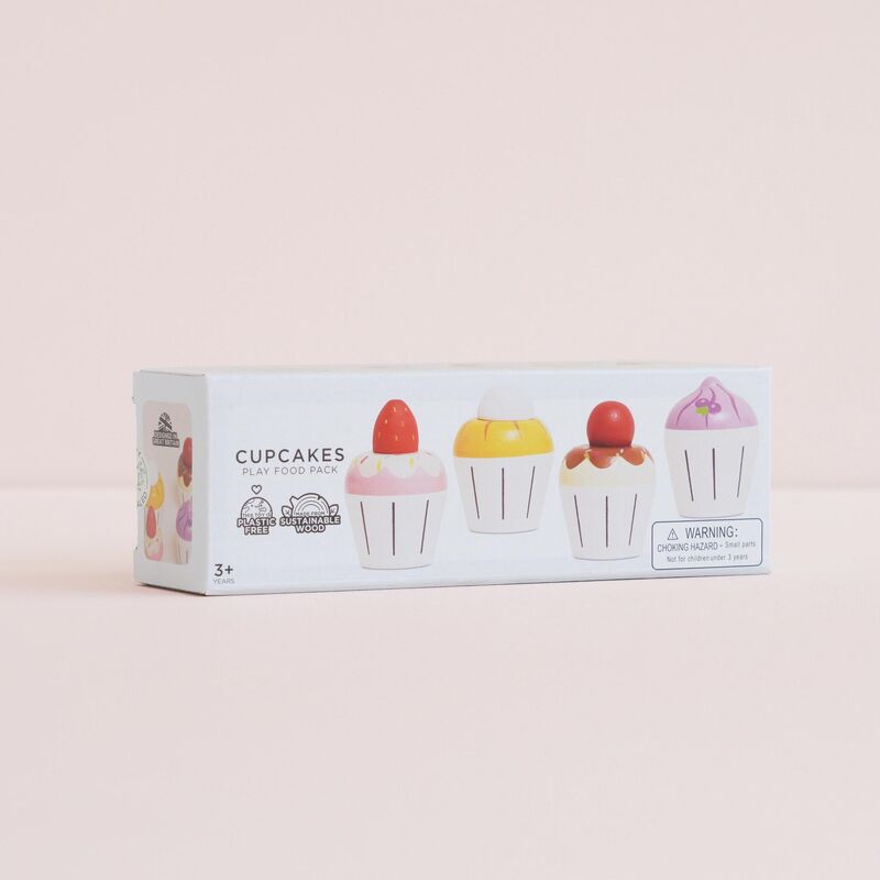 Wooden Cupcake Play Food Set - 4 Piece