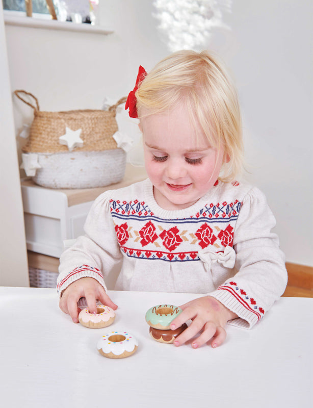 Wooden Doughnut Play Food Set - 4 Piece