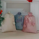 Large Velvet Christmas Gift Bag - Cream