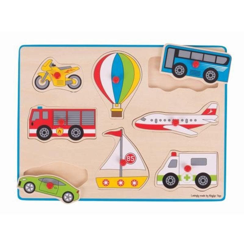 Bigjigs Lift Out Puzzle - Transport educational toy – planes, trains and everything that GOES