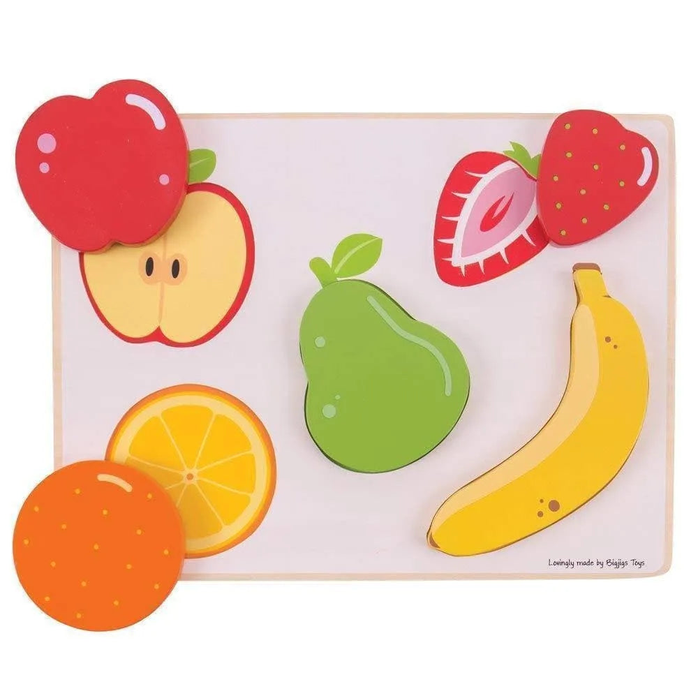 Bigjigs Lift and See Fruit Puzzle play kitchen toy – lift the strawberry… what's hiding underneath?