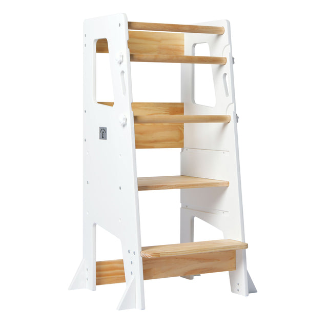 Little Risers Learning Tower - White and Pine with Magnetic Whiteboard