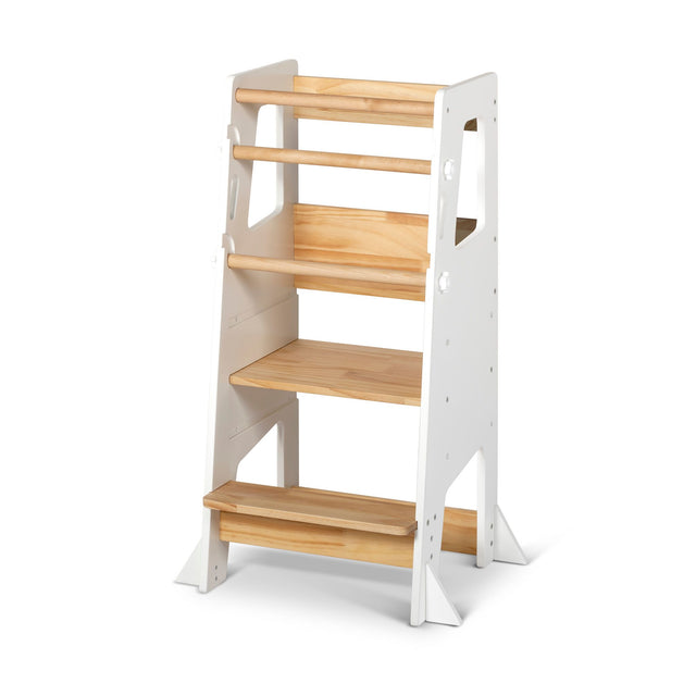 Little Risers Learning Tower - White and Pine with Magnetic Whiteboard