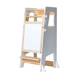 Little Risers Learning Tower - White and Pine with Magnetic Whiteboard