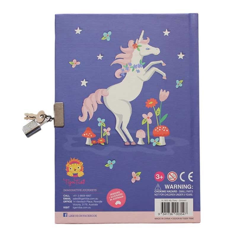 Close-up detail of the Lockable Diary - Unicorn Rainbows