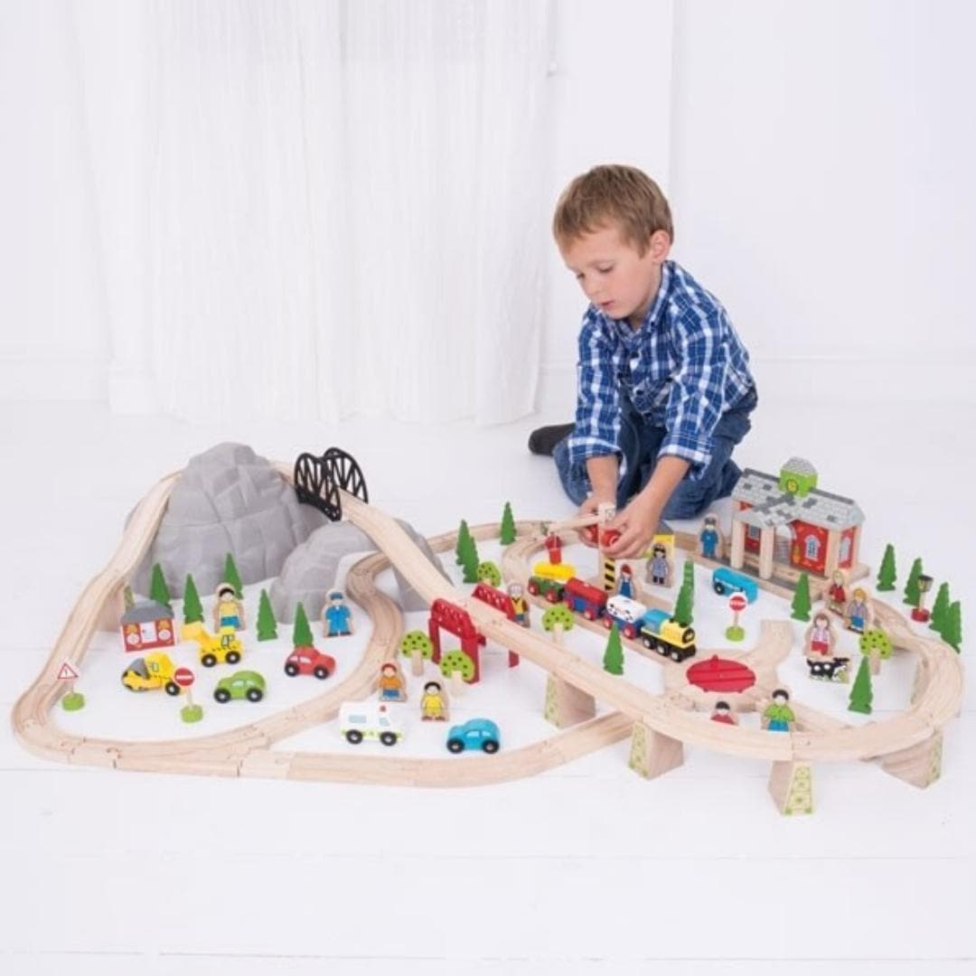 Bigjigs Mountain Railway Train Set toy vehicle – one hundred and twelve pieces of alpine adventure