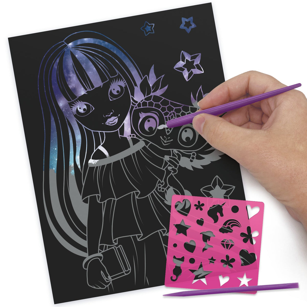 Nebulous Stars Scratch & Sketch – comes with stencils and scratch tools