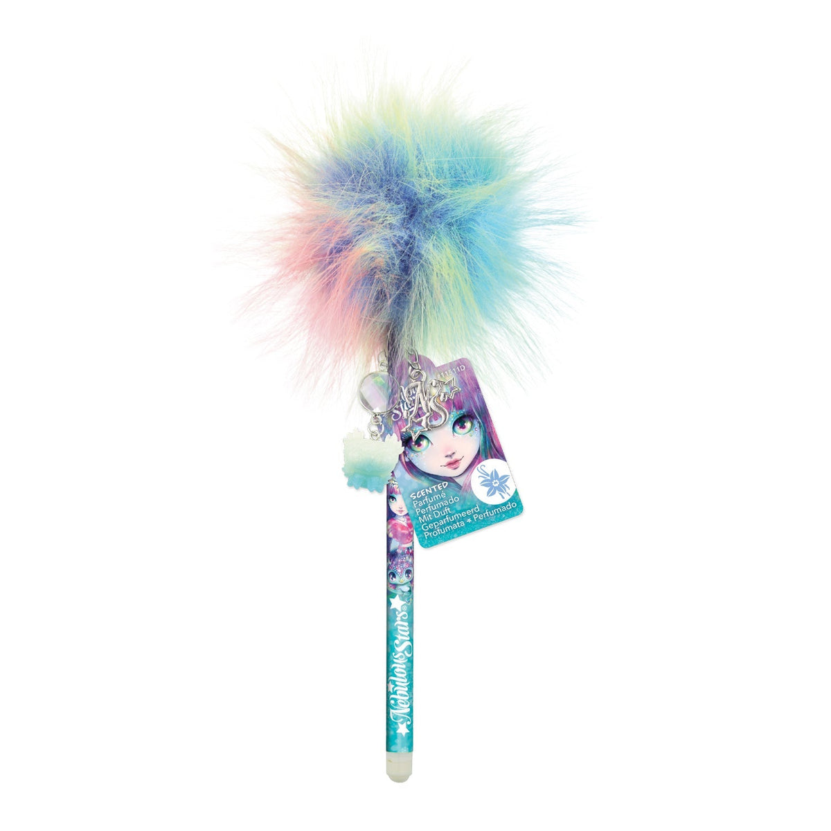 Nebulous Stars Scented Pom Pom Pen shown with all pieces laid out