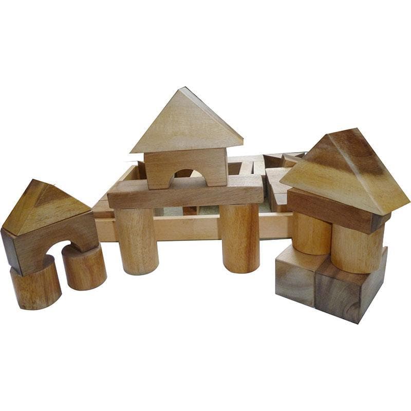 Natural Wood Blocks – 34 Pcs