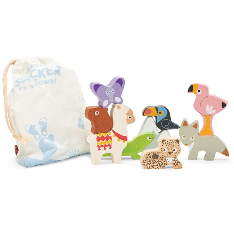 Le Toy Van Petilou Andes Stacking Animals & Bag – how high can you stack them before they tumble down?