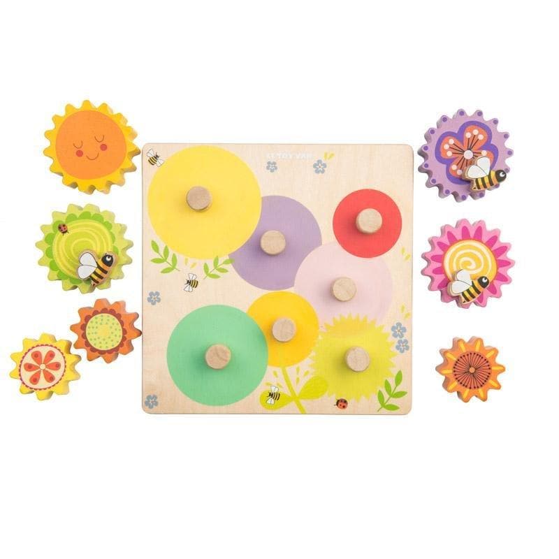Close-up detail of the Le Toy Van Petilou - Gears & Cogs Busy Bee Learning Puzzle