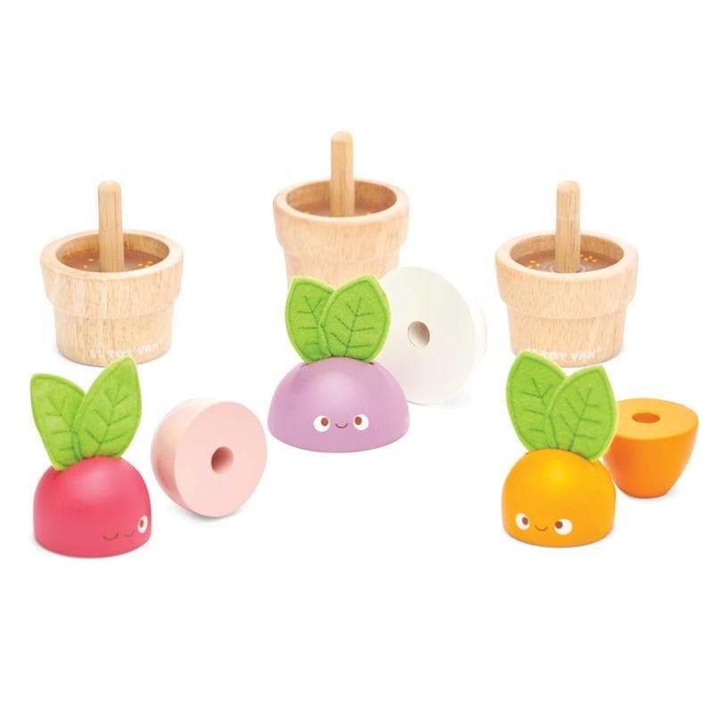 Le Toy Van Petilou Stacking Veggies – includes six detachable interchangeable stacking parts