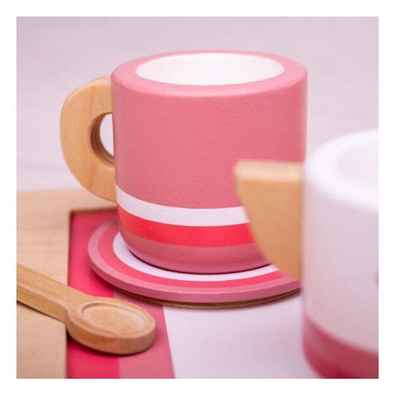 Bigjigs Pink Tea Tray play kitchen toy – tea is served, madam