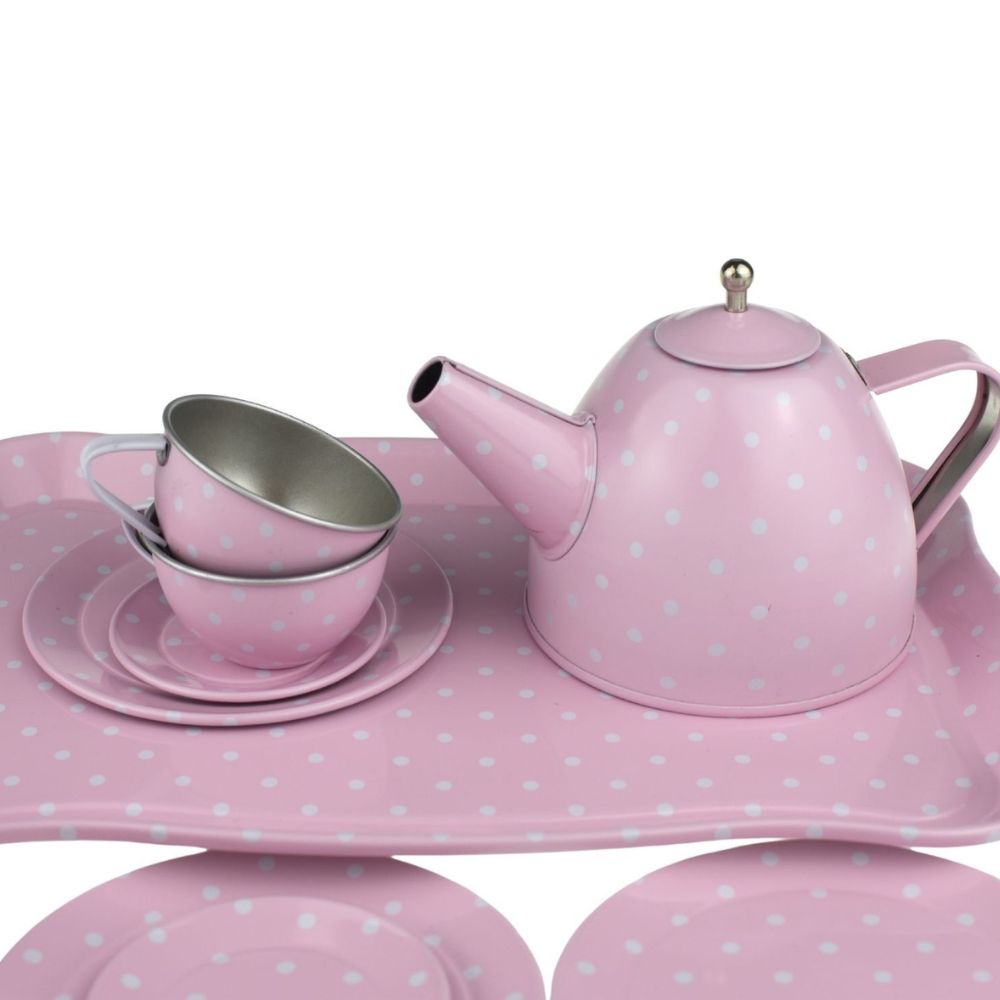 Pink Tin Tea Set in Suitcase 15pcs