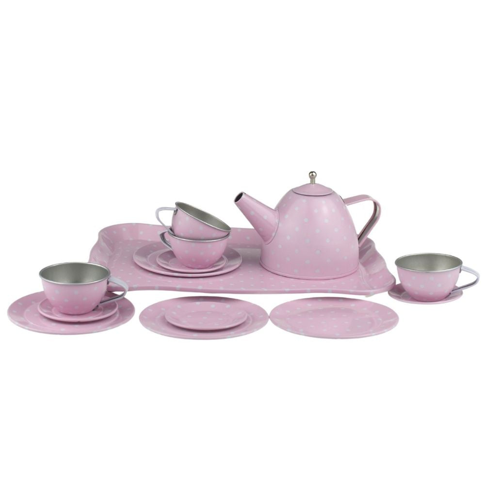 Pink Tin Tea Set in Suitcase 15pcs