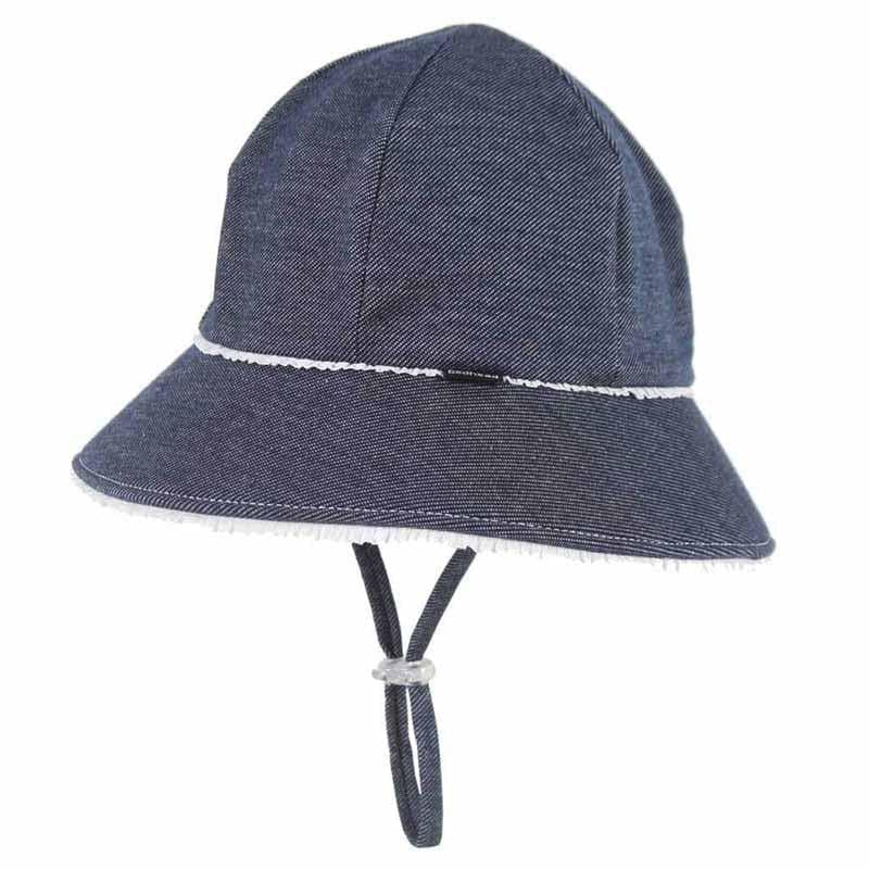 Ponytail Bucket Sun Hat - Denim Ruffle