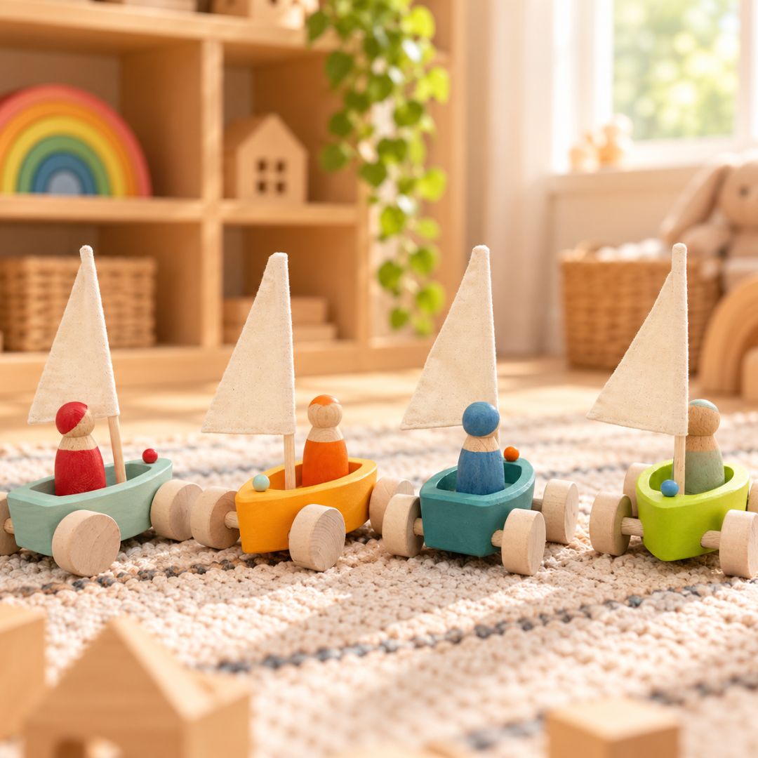 Wooden Sail Boats and People **November 2026 Pre Order**
