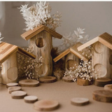 Light Tree Log Houses - Set of 4