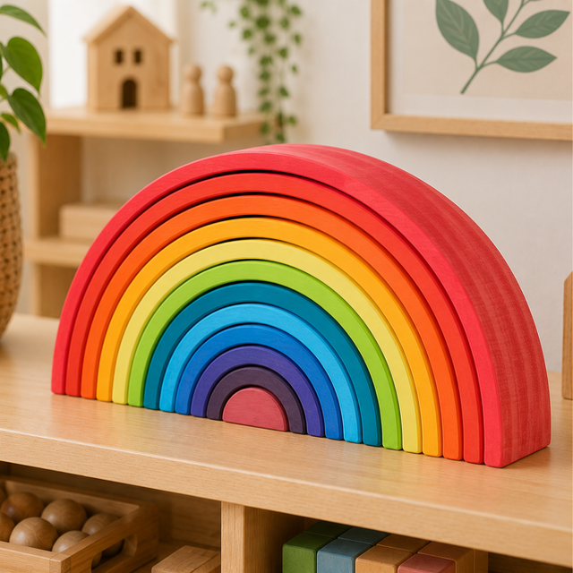Large Wooden Rainbow Stacker - Bright