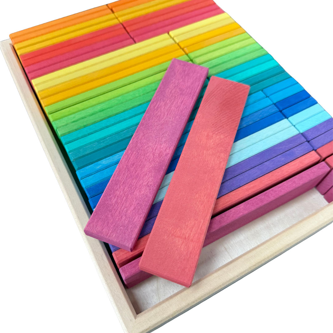 Rainbow Building Slats - 64 Pieces