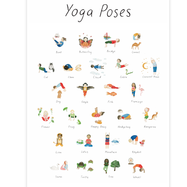 Yoga Poses Poster for Kids – Mindfulness Wall Print