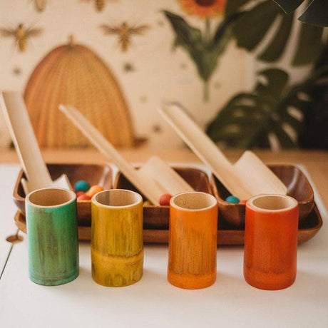 Rainbow Bamboo Sorting Tubes - Set of 6