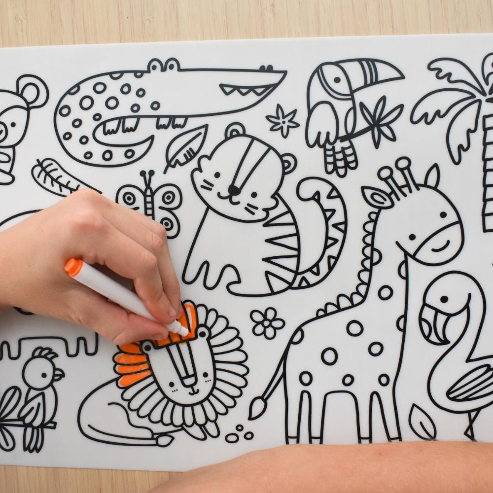 Reusable Silicone Drawing Mat-Jungle Animal