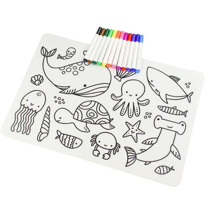 Reusable Silicone Drawing Mat-Sea Animals